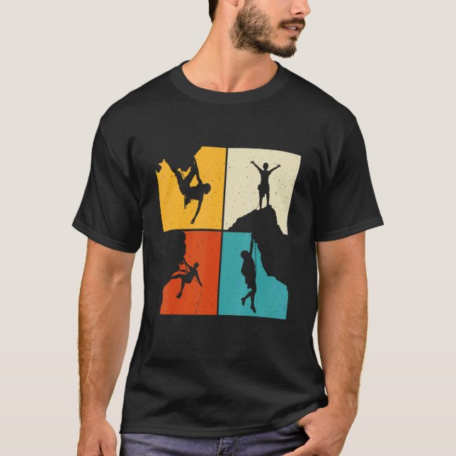 T-shirt Awesome Rock Escalade Retro Mountain Climber Hiker (Devant)