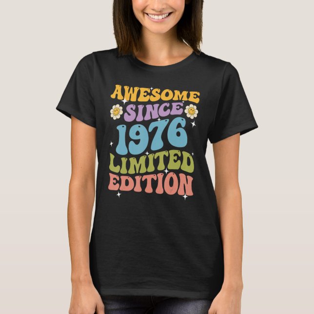 T-shirt Awesome Since 1976 Retro Groovy Shirt Gifts For Wo (Devant)