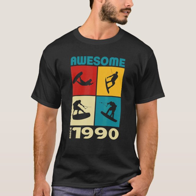 T-shirt Awesome since 1990 Wakeboard lifestyle 1 (Devant)