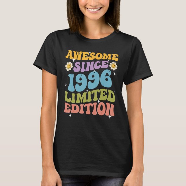 T-shirt Awesome Since 1996 Retro Groovy Shirt Gifts For Wo (Devant)