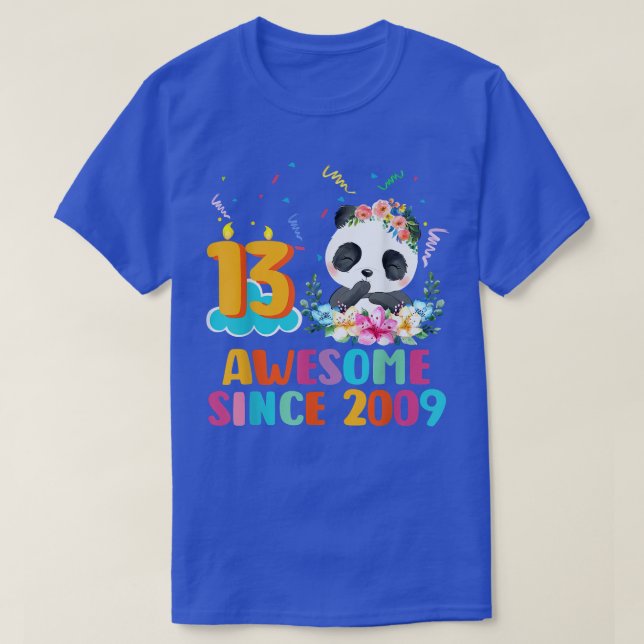 T-shirt Awesome since 2009 13th Birthday 13 Year Old Panda (Design devant)