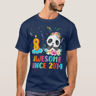 T-shirt Awesome since 2014 8th Birthday 8 Year Old Panda U