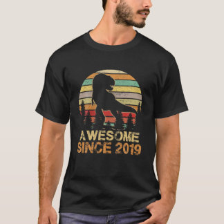 T-shirt Awesome Since 2019 Dinosaur T Rex 3Rd Birthday 3 Y