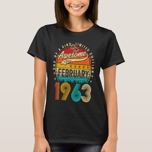 T-shirt Awesome Since February 1963 60 Years Old 60th Birt (Devant)