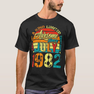 T-shirt Awesome Since July 1982 40 Years Old 40th Birthday