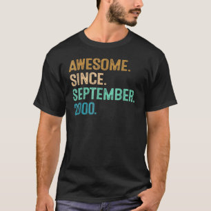 T-shirt Awesome Since Septembre 2000 22nd Birthday 22 Year