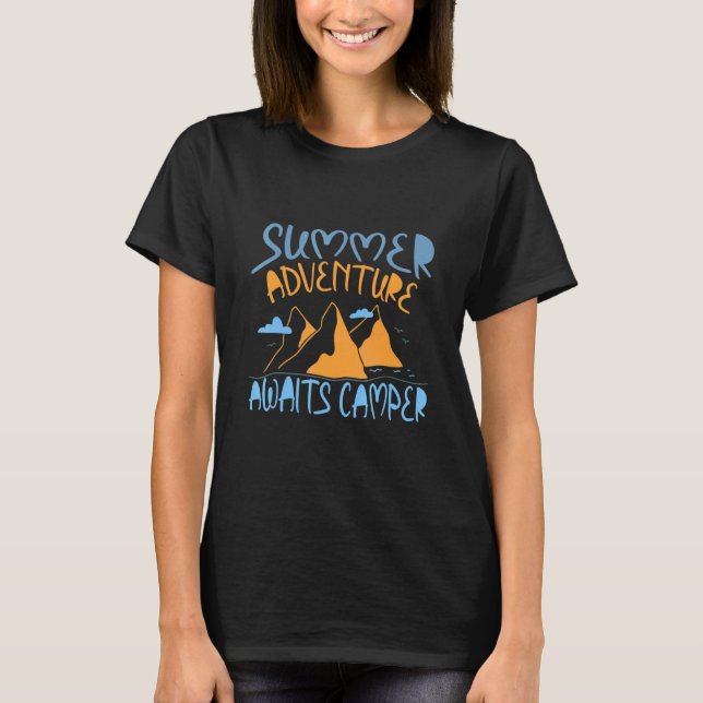 T-shirt Awesome Summer Adventure Awaits Camper Camping Des (Devant)