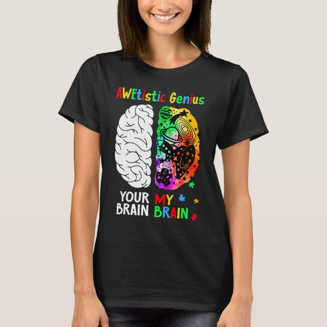 T-shirt Awetistic Genius Brain Autism Awareness Month Puzz (Devant)