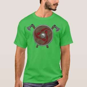 T-shirt Axe du bouclier viking rouge 1