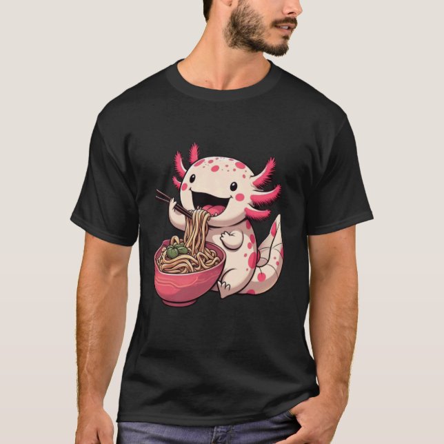 T-shirt Axolotl Beau Manger Ramen nouilles Art Axolotl (Devant)