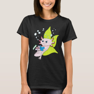 T-shirt Axolotl Bookworm Girls Boys Livre Lecture Axolotl
