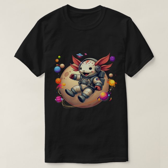 T-shirt Axolotl dans l'espace : Aventures Aliens - Cute Co (Design devant)