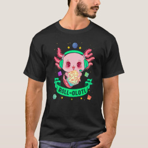 T-shirt Axolotl Dice For Dragons D20 Rpg Gamer Imaginaire 