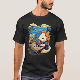 T-shirt Axolotl Fish Jouer Jeu Vidéo Lizard Gamer