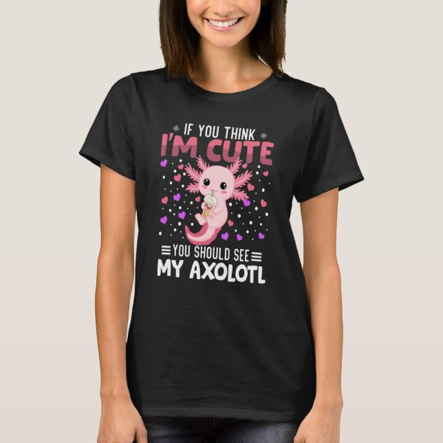 T-shirt Axolotl Heart Valentine's Day Animal For Womens Ki (Devant)