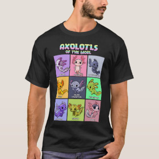 T-shirt Axolotl Kawaii Axolotls Du Monde Drôle