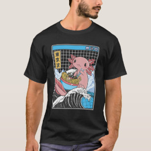 T-shirt Axolotl Manger Ramen Kanagawa Wave Kawaii Anime Va