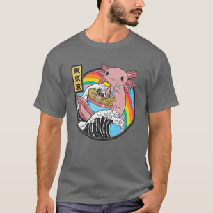 T-shirt Axolotl Manger Ramen Kanagawa Wave Kawaii Anime Va