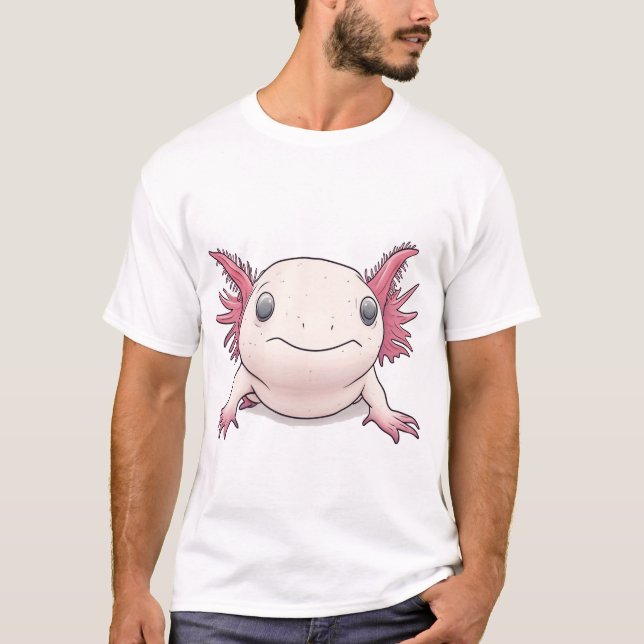 T-shirt Axolotl mignon avec expression latérale dramatique (Devant)