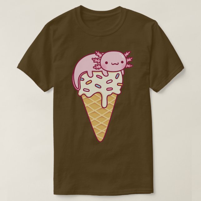T-shirt Axolotl mignon sur Vanilla Ice Cream Cone Drôle (Design devant)