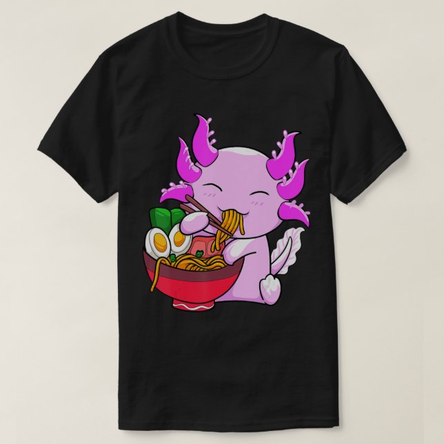 T-shirt Axolotl Ramen nouilles japonais Otaku Kawaii Anime (Design devant)
