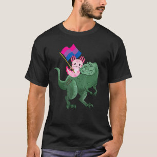 T-shirt Axolotl Riding Dinosaure Bisexuel Drapeau Bisexual