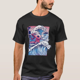T-shirt Axolotl Surf Grande vague Art Japonais Mashup Gra