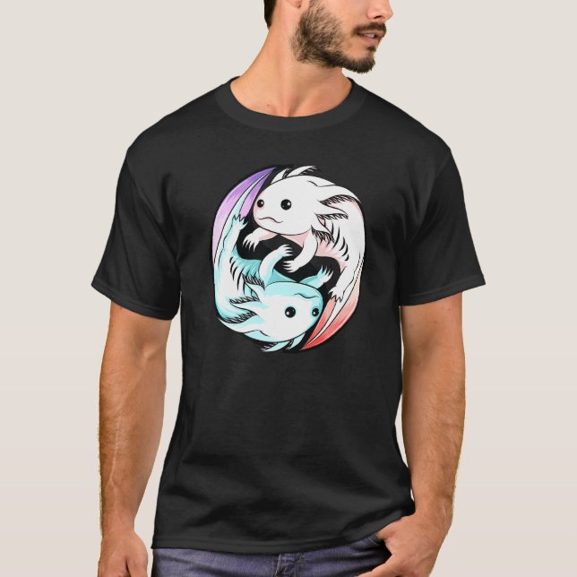 T-shirt Axolotl Yin Yang Cute Mexicaine Marche Poissons Ga (Devant)