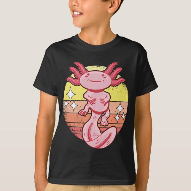 T-shirt Axolotls Coucher de soleil rétro Axolotl Kawaii (Devant)
