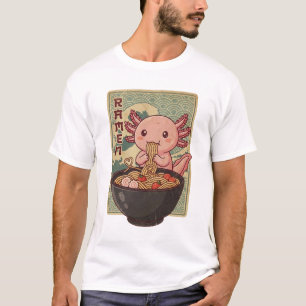 T-shirt Axolotls Ramen Noir Mangeant Anime Japonaise