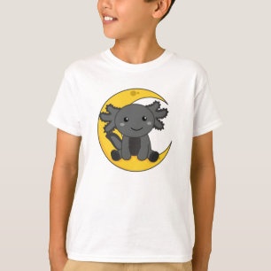 T-shirt Axoltolt Noir Sur La Lune Bonne Nuit