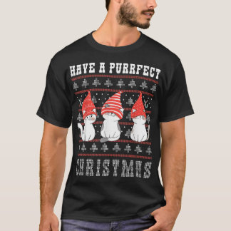 T-shirt Ayez un chat de Noël moche et fin 