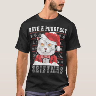 T-shirt Ayez un chat de Noël moche et fin