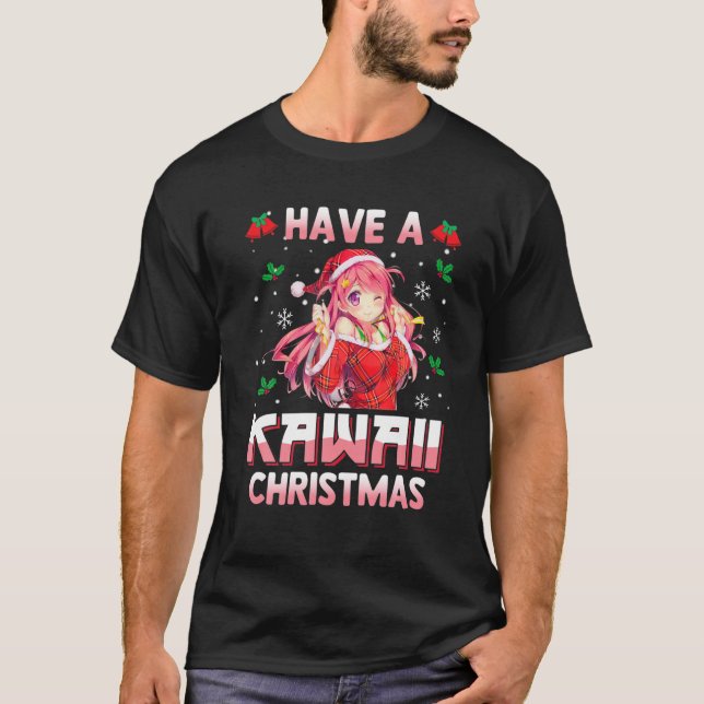 T-shirt Ayez Un Pyjama Japonais De Noël Kawaii Anime Girl (Devant)