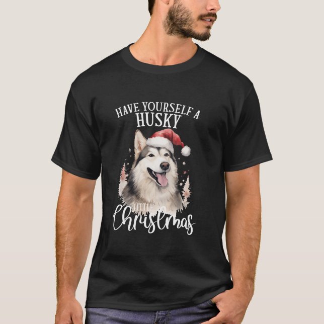 T-shirt Ayez Vous Un Petit Husky Husky Noël Husky Père Noë (Devant)