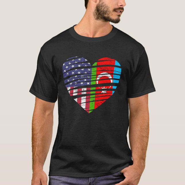 T-shirt Azéri American Gros Coeur USA Patriot Herit (Devant)
