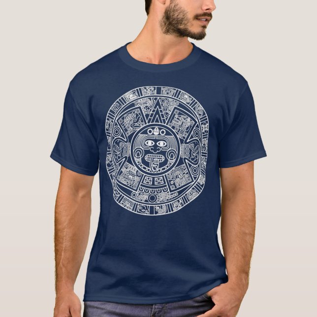T-shirt Aztec Calendrier Mexica Nahuatl Maya Sun Stone (Devant)