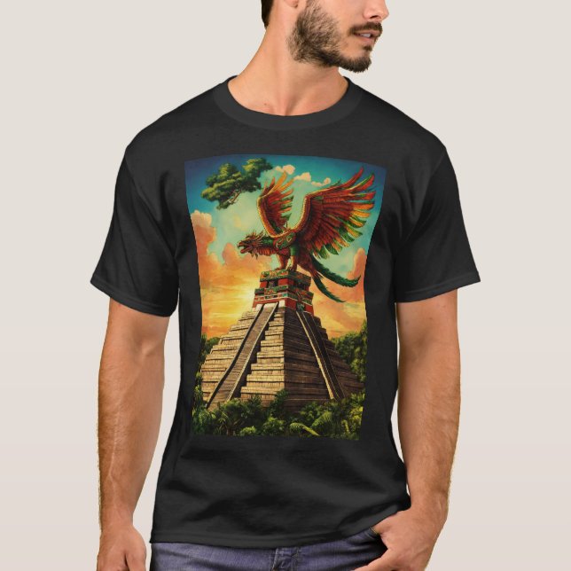 T-shirt Aztec dieu Quetzalcoatl volant sur le sommet de la (Devant)