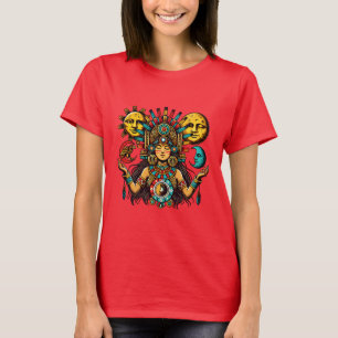 T-shirt Aztec Indian woMan princesse lune de soleil Art po