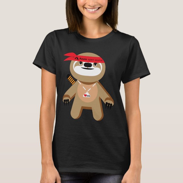 T-shirt Azure Open Source Brady The Ninja Sloth (Devant)