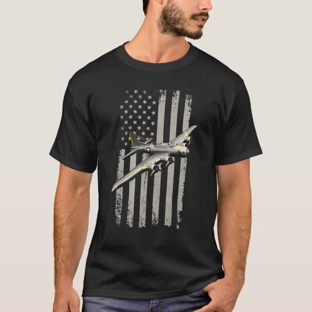 T-shirt B17 Bombardier 2ème guerre mondiale Avion Drapeau  (Devant)