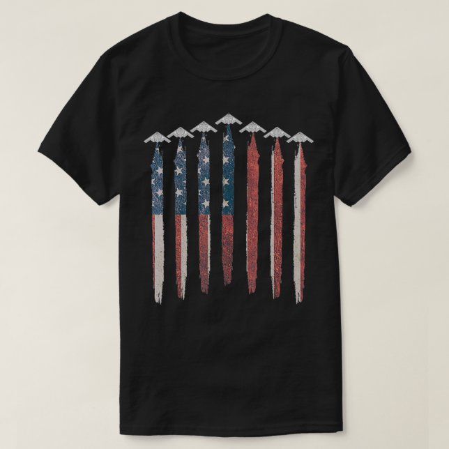 T-shirt B2 Bombe furtive Avion USA Drapeau B2 4 juillet (Design devant)