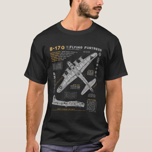 T-shirt B-17 Forteresse volant 2ème guerre mondiale B-17G  (Devant)