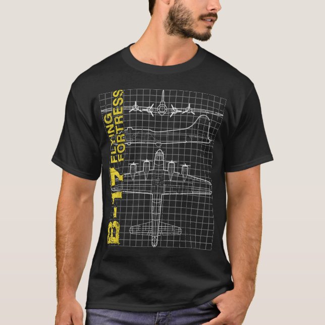 T-shirt B-17 Forteresse volante, Force aérienne, conceptio (Devant)