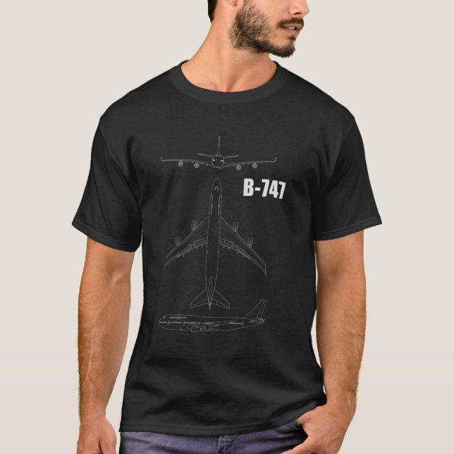 T-shirt B-747 Plan directeur des aéronefs (Devant)