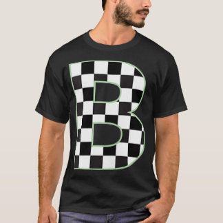 T-shirt B Monogramme initial noir et blanc damier
