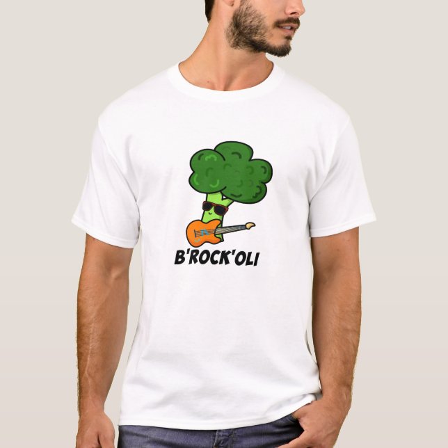T-shirt B-Rock-Oli Funny Rocker Broccoli Pun (Devant)