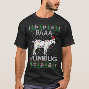 T-shirt Baaa Humbug Chèvre Santa Chapeau lumières de Noël