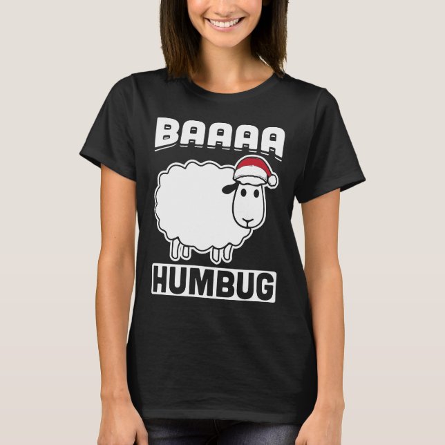 T-shirt Baaaa Humbug Funny Sheep Anti Xmas Scrooge Grumpy (Devant)