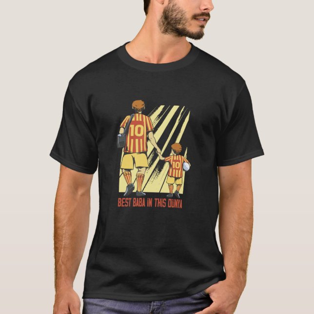 T-shirt Baba and son go ball games My sporty father (Devant)